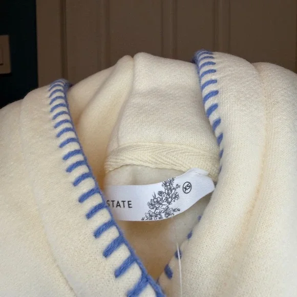 Altar'd State 1998 Patchwork Floral Gingham Hoodie Cream Blue Size XS NWT - Picture 8 of 8